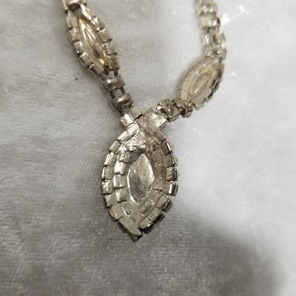 Clear rhinestone necklace oval 16" /3"ext.silver tone 1.1637 - Picture 4 of 12